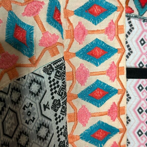 Tolani Kimono Cardigan Patchwork Boho Beachy Embroidered Duster One Size - Picture 6 of 7